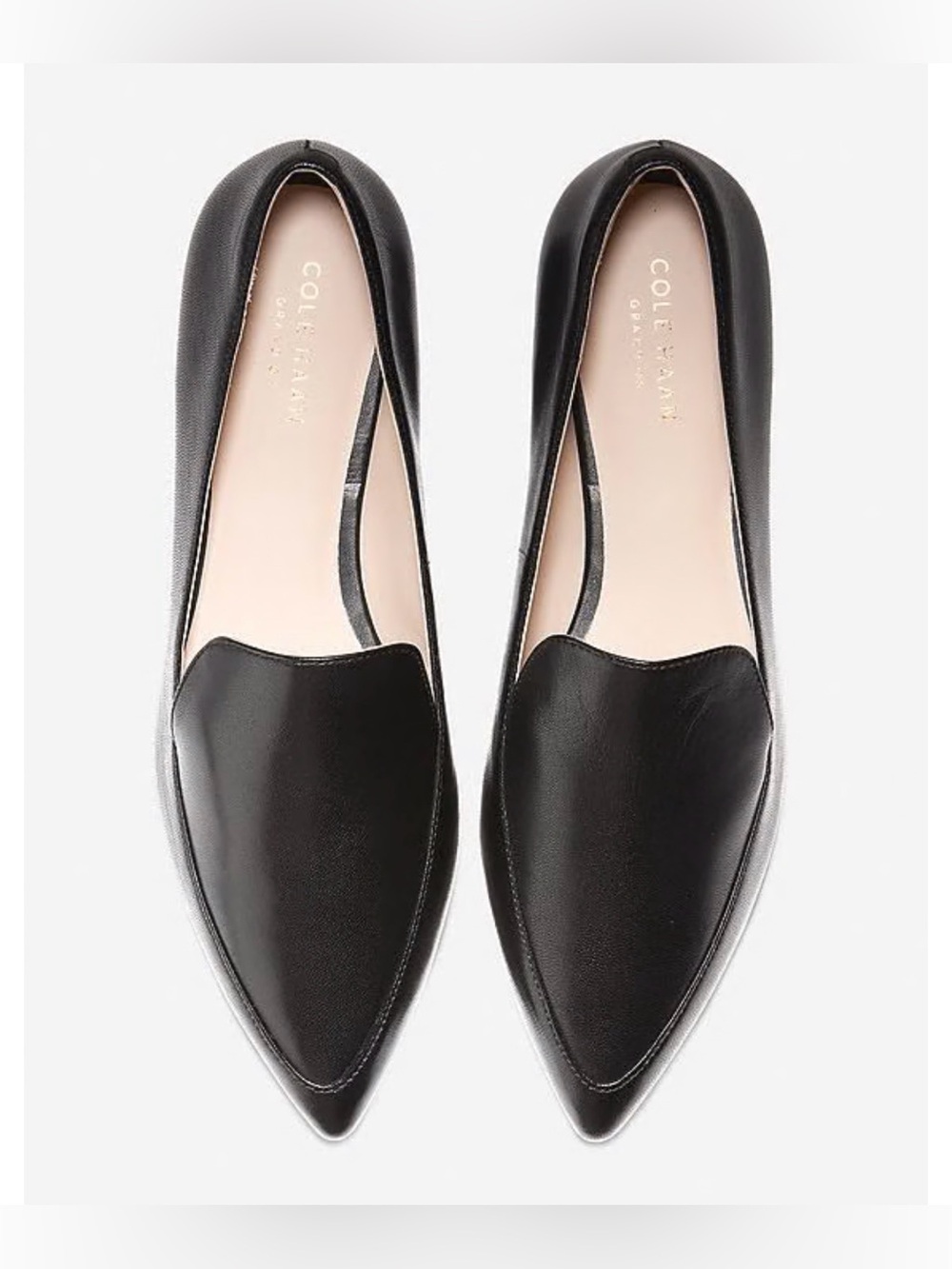 Cole Haan Black Pointed Leather Slip-On Loafers - Picture 2 of 12